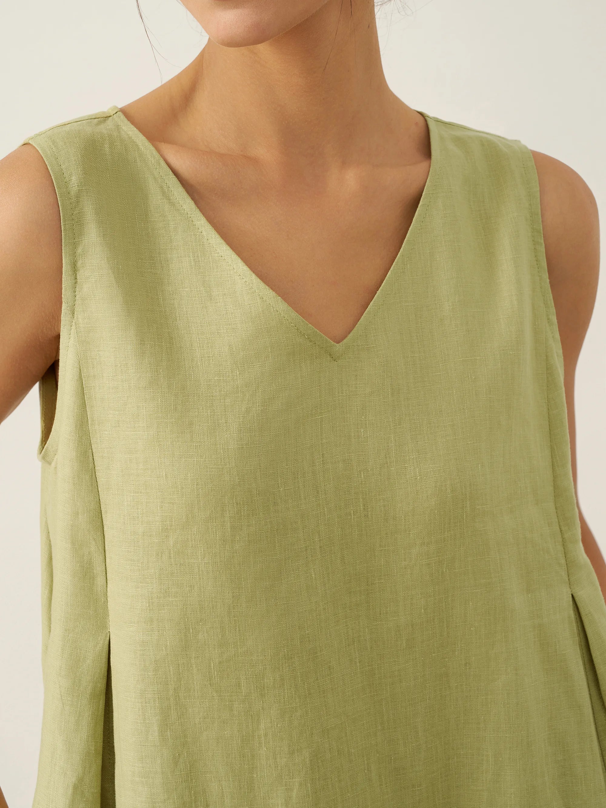 100% Linen Sleeveless A-Line Maxi Dress TARA