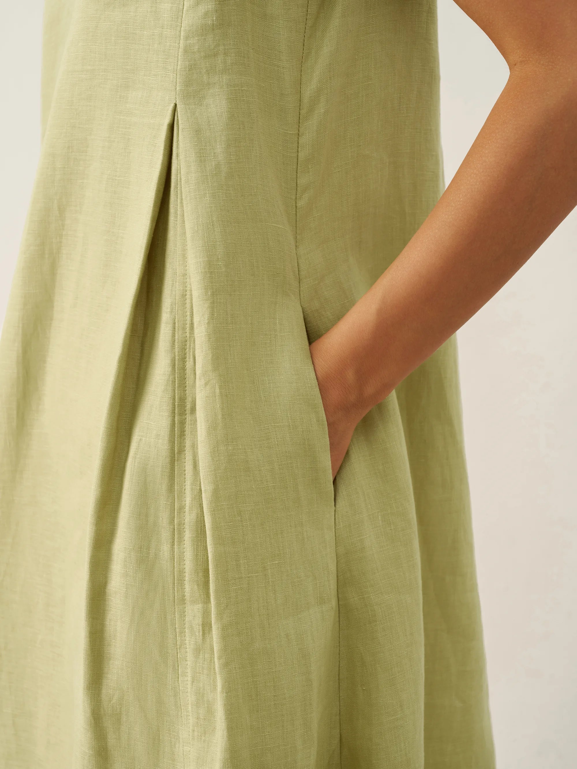100% Linen Sleeveless A-Line Maxi Dress TARA