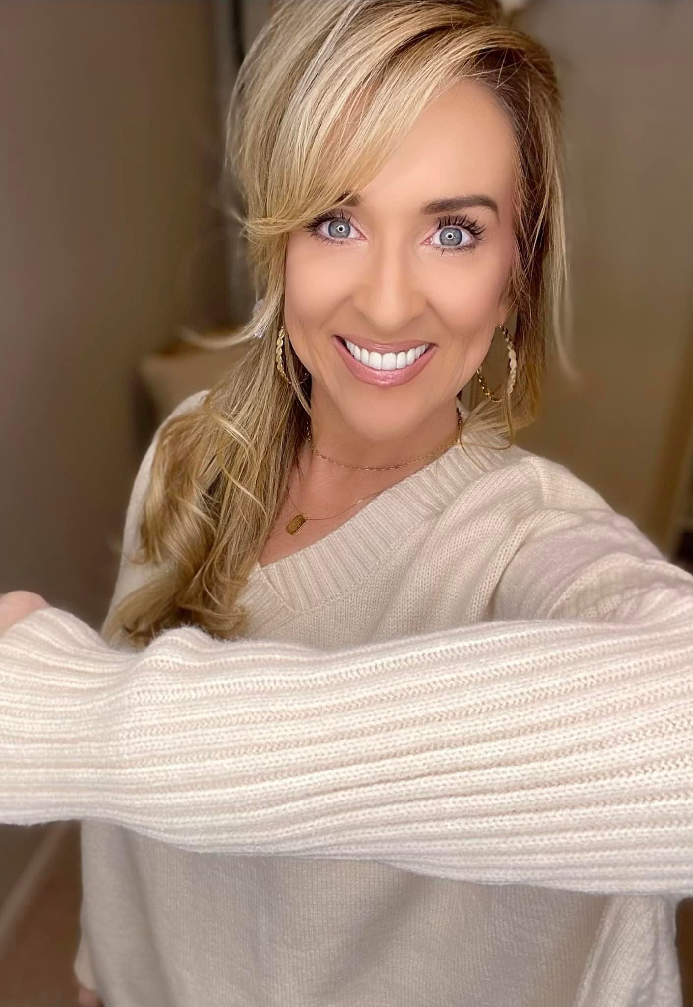 V-Neck Dropped Shoulder Ribbed Long Sleeve Sweater