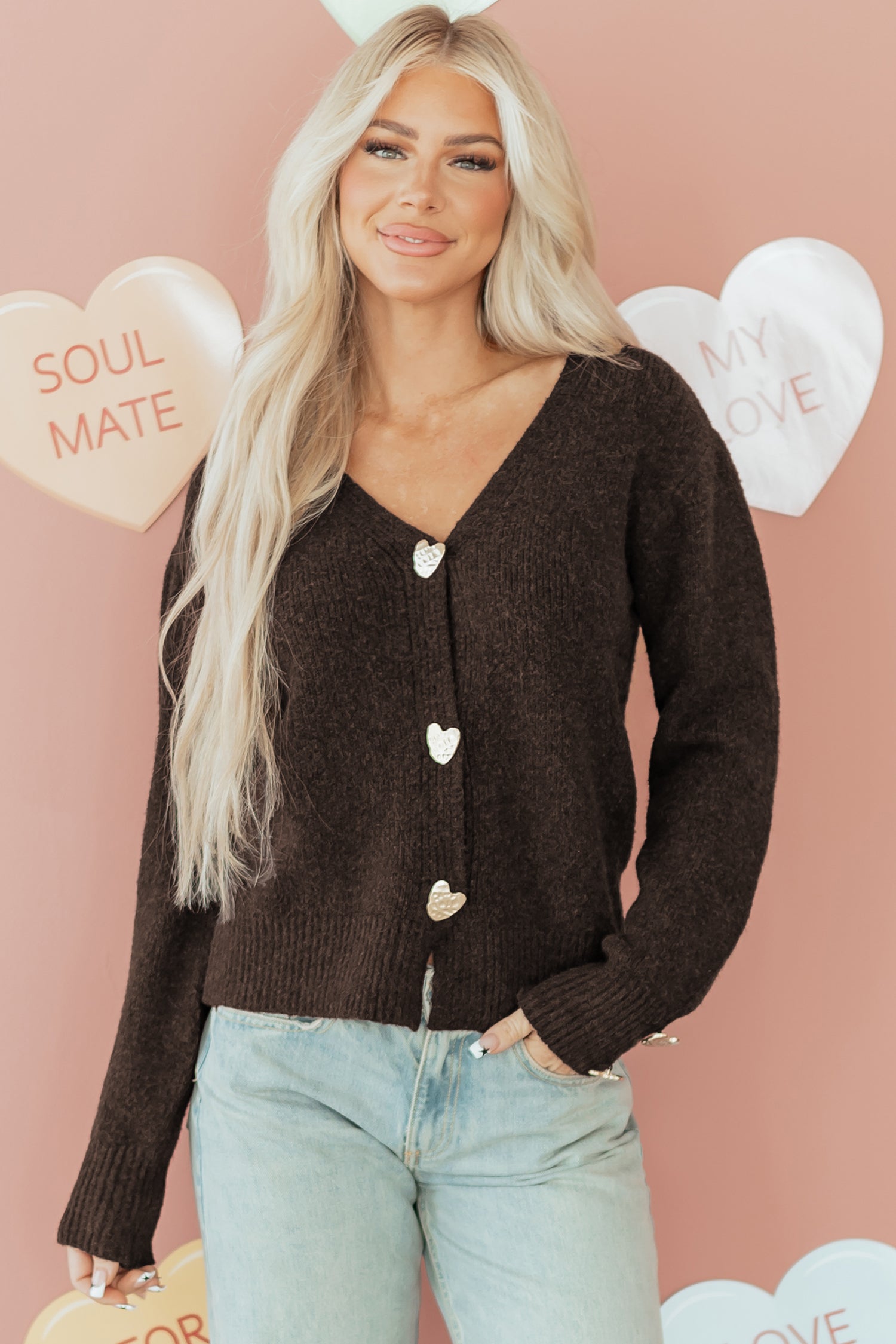 Kassidy Heart Metal Cardigan Sweater