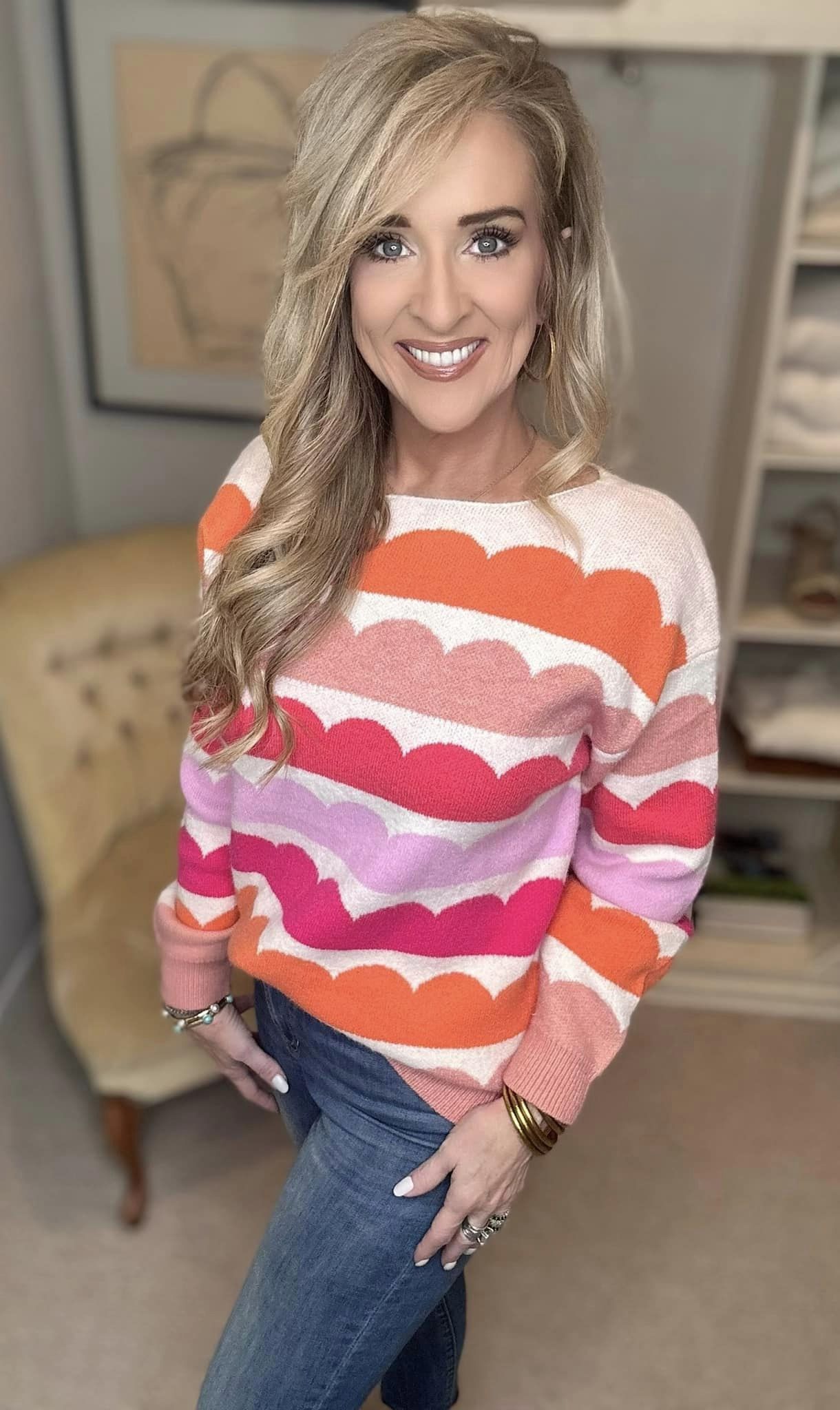 Boat Neck Long Sleeve Sweater