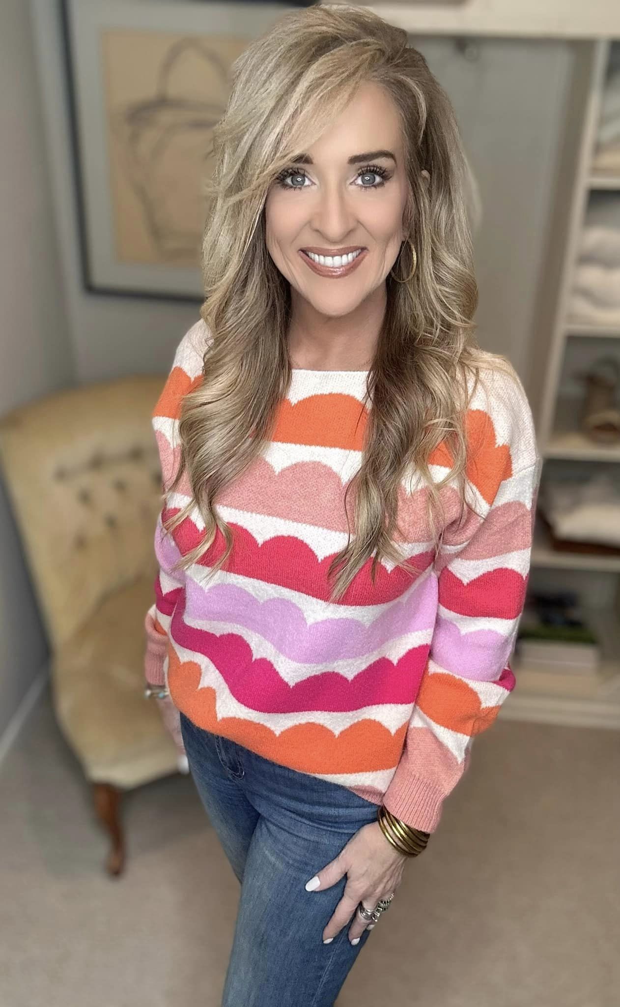 Boat Neck Long Sleeve Sweater