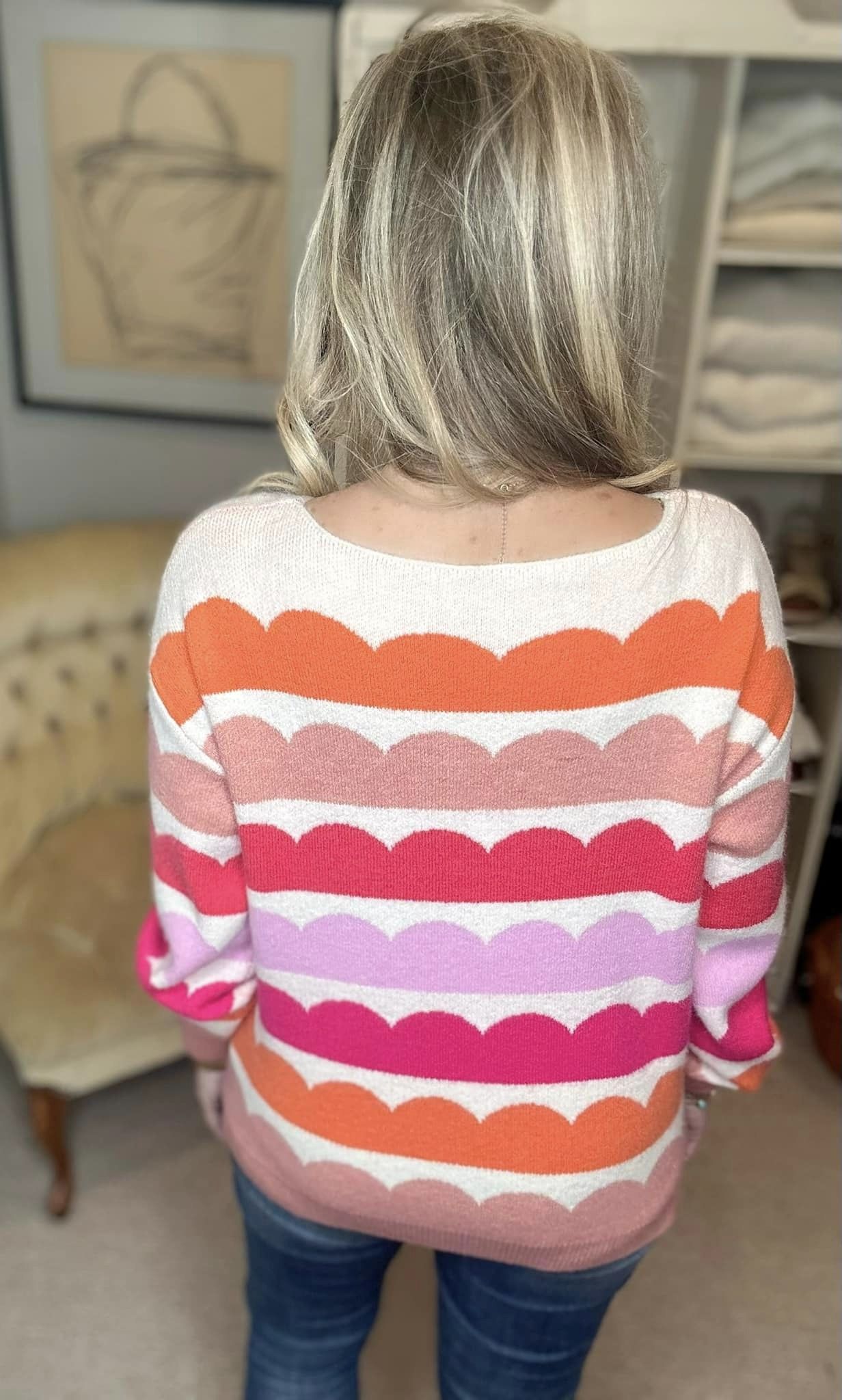 Boat Neck Long Sleeve Sweater