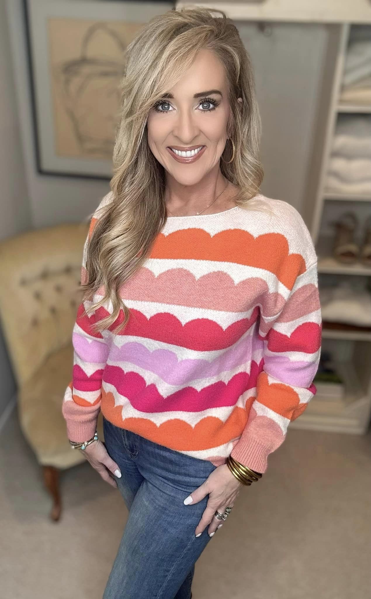 Boat Neck Long Sleeve Sweater