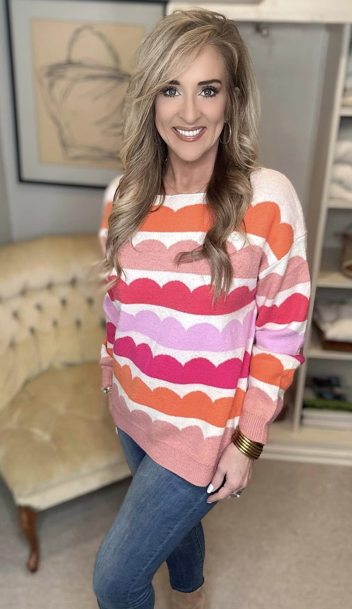 Boat Neck Long Sleeve Sweater