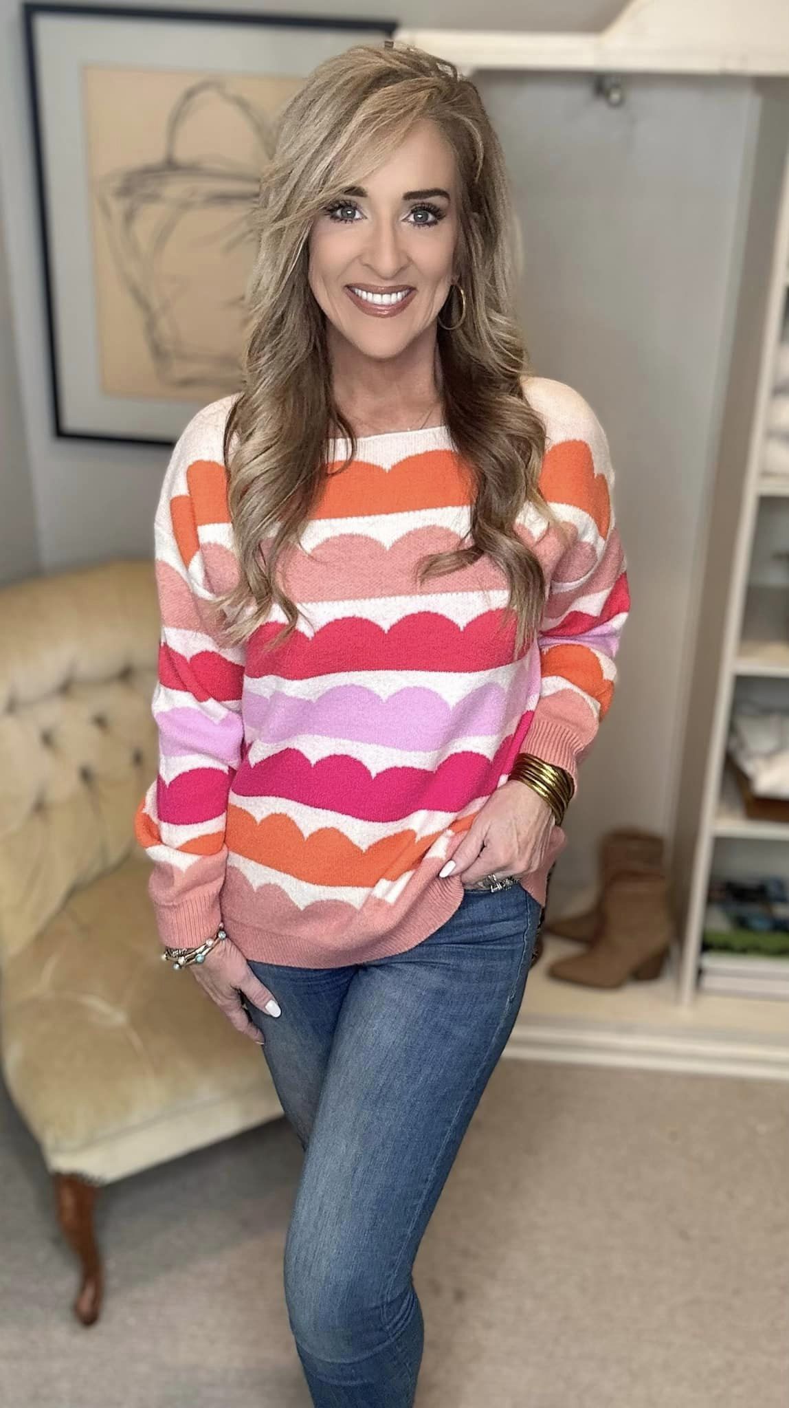 Boat Neck Long Sleeve Sweater