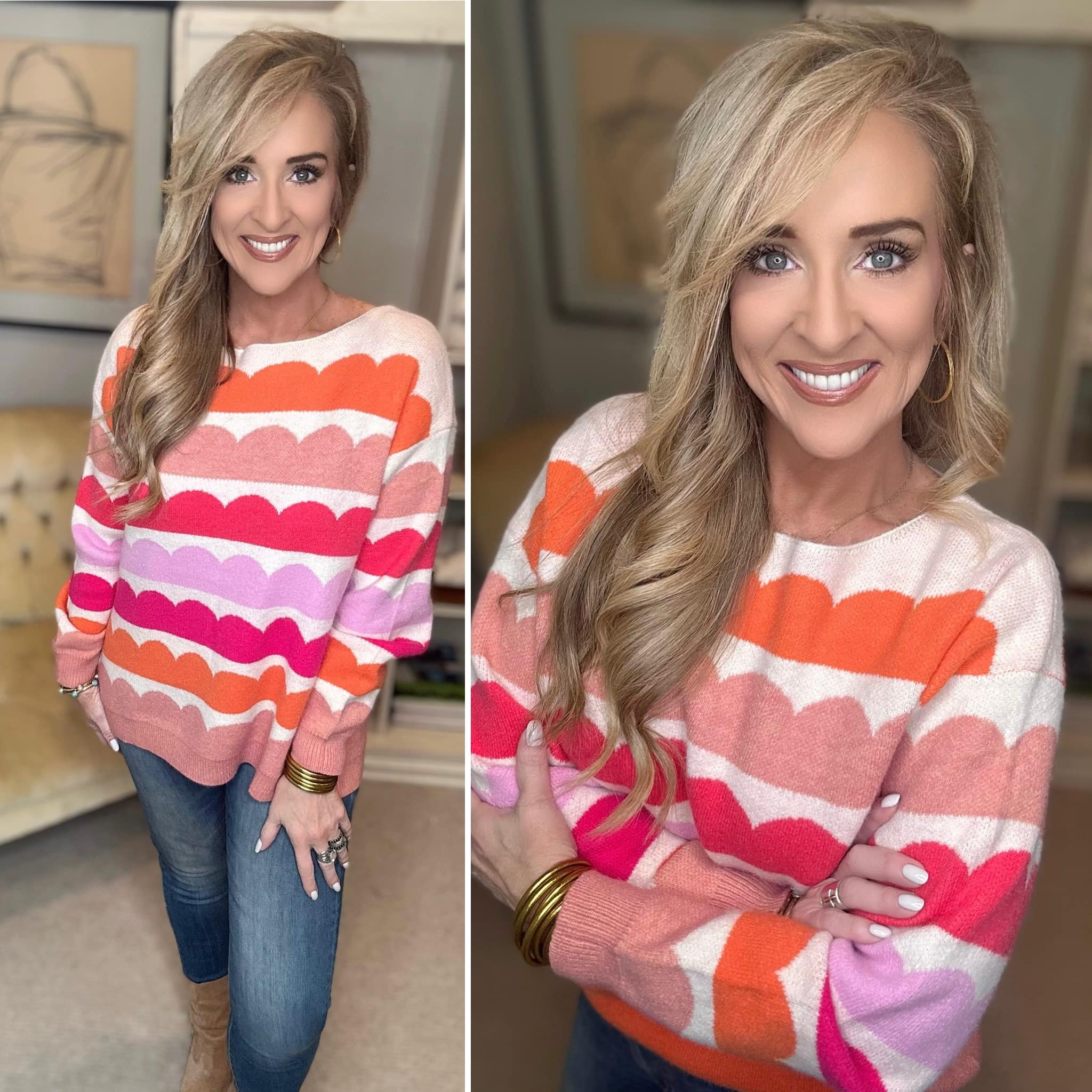 Boat Neck Long Sleeve Sweater