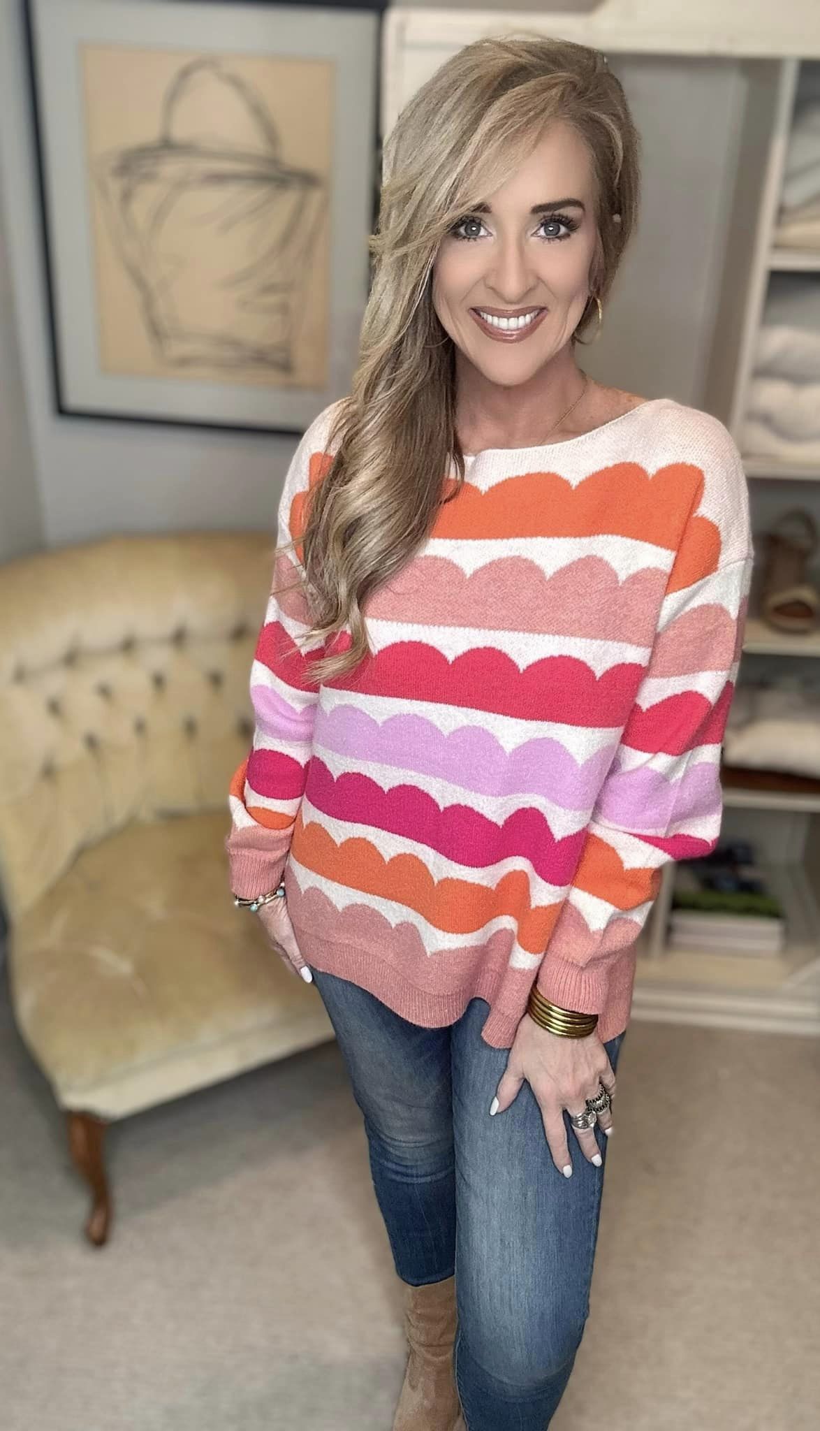 Boat Neck Long Sleeve Sweater