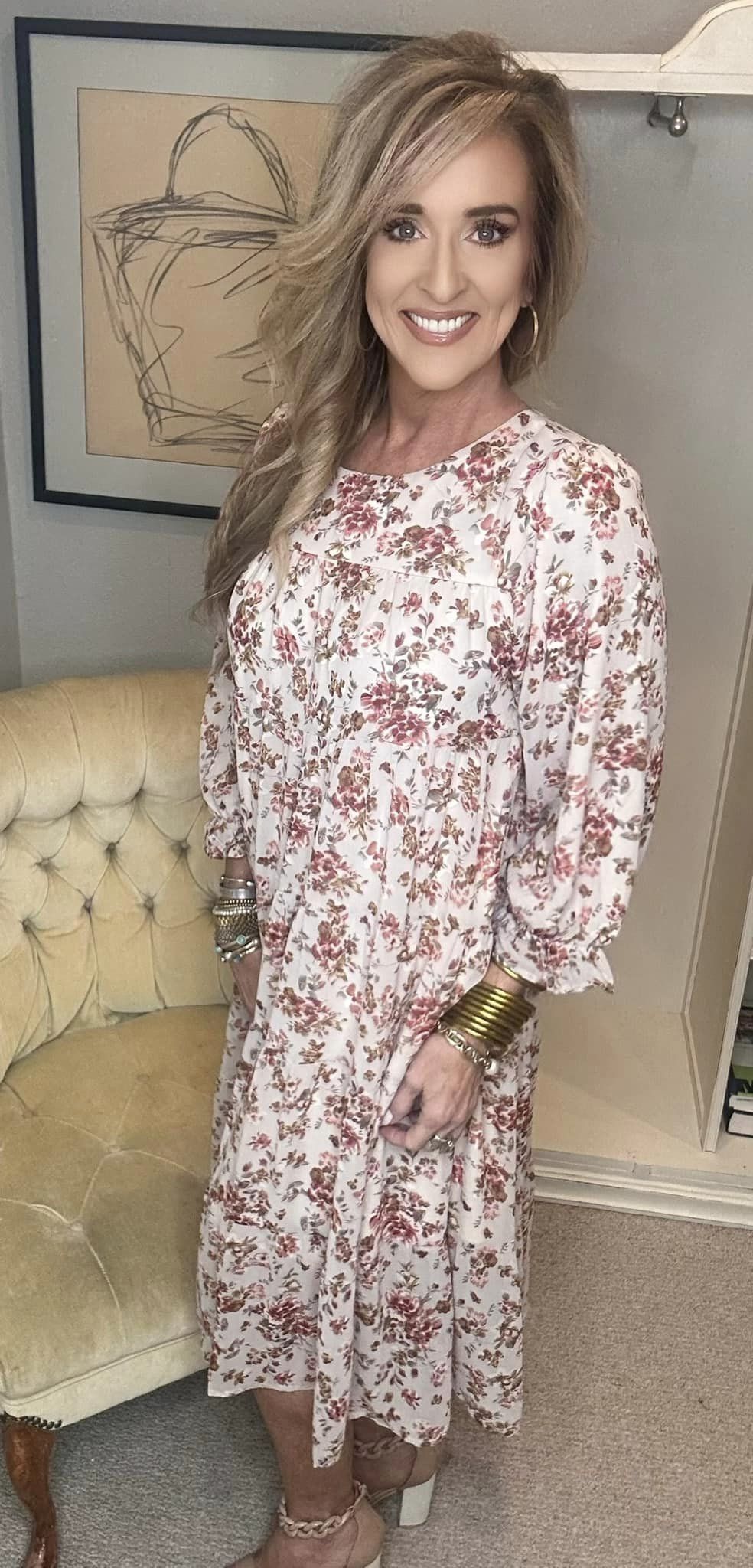 Next to You Balloon Sleeve Floral Dress