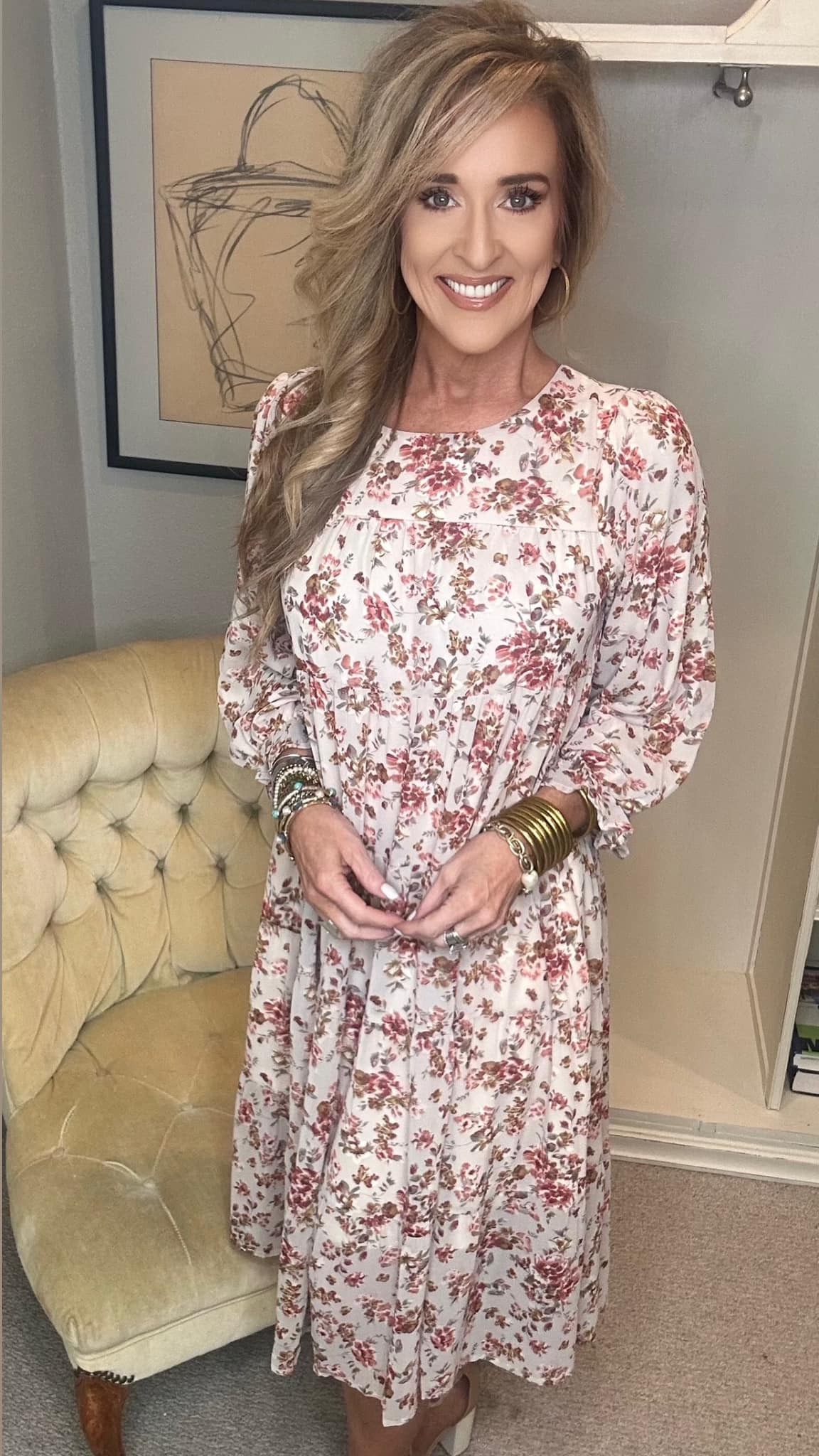 Next to You Balloon Sleeve Floral Dress