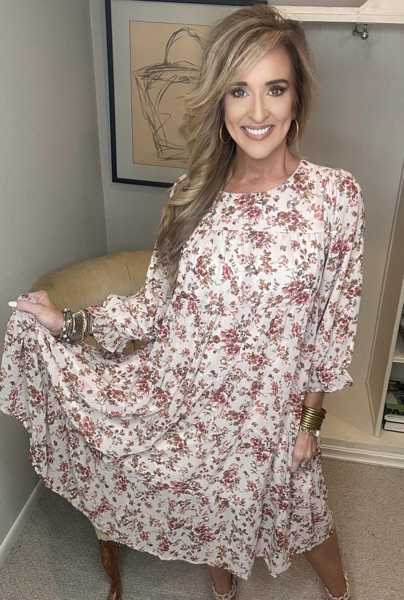 Next to You Balloon Sleeve Floral Dress