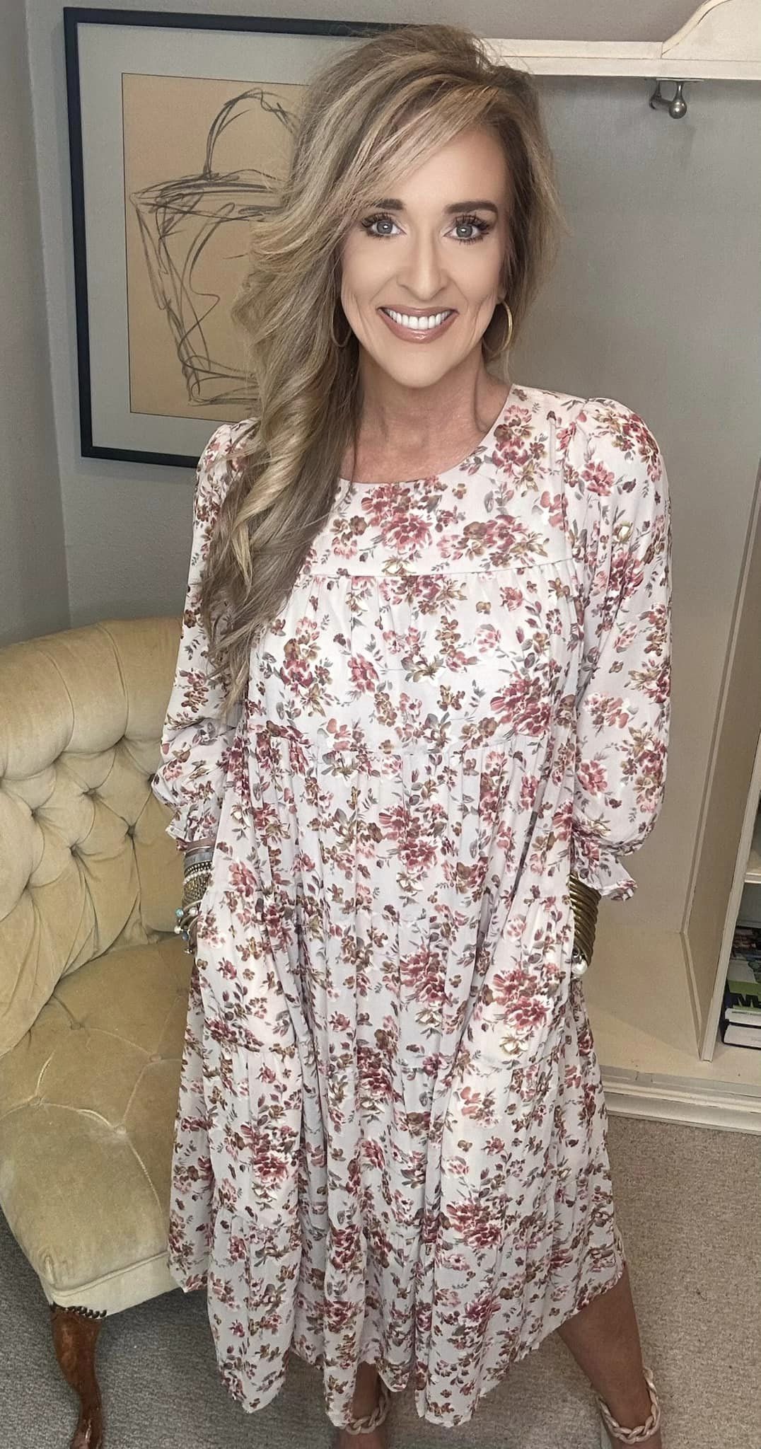 Next to You Balloon Sleeve Floral Dress