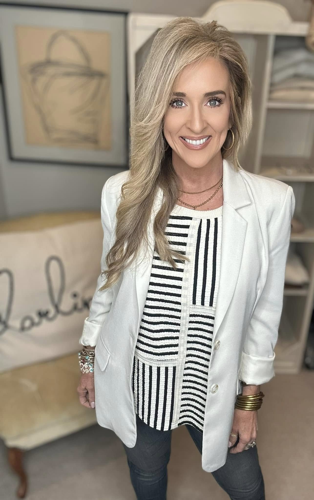 Round Neck Texture Striped Tank