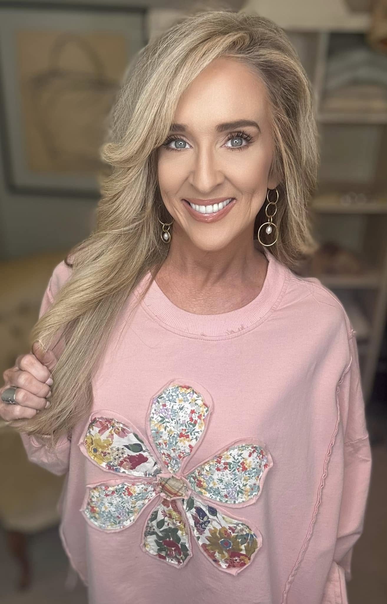 Flower Patch Dropped Shoulder Oversize Top