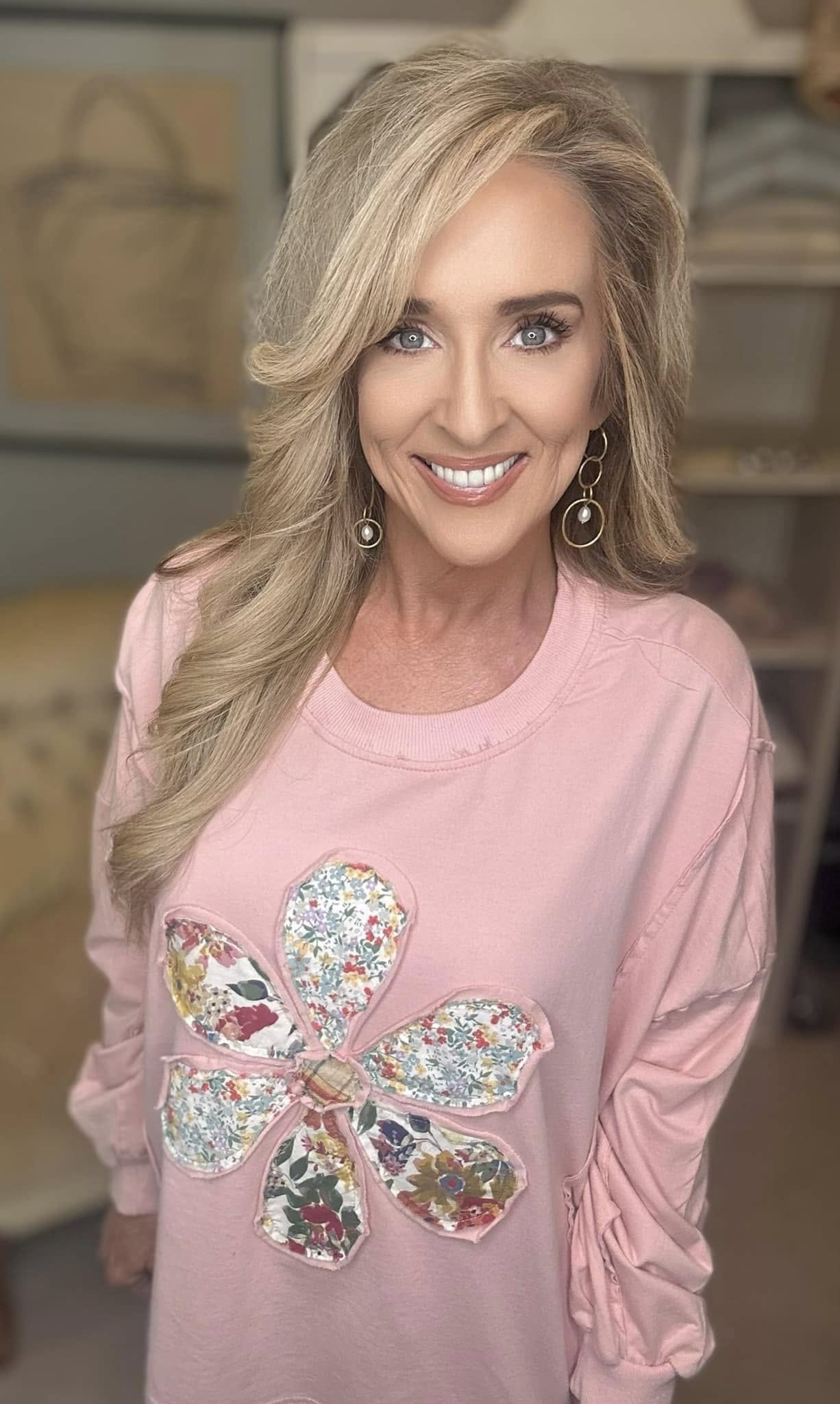 Flower Patch Dropped Shoulder Oversize Top