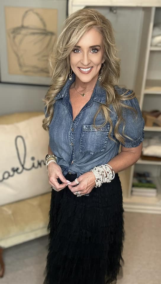 Elastic Waist Layered Mesh Midi Skirt