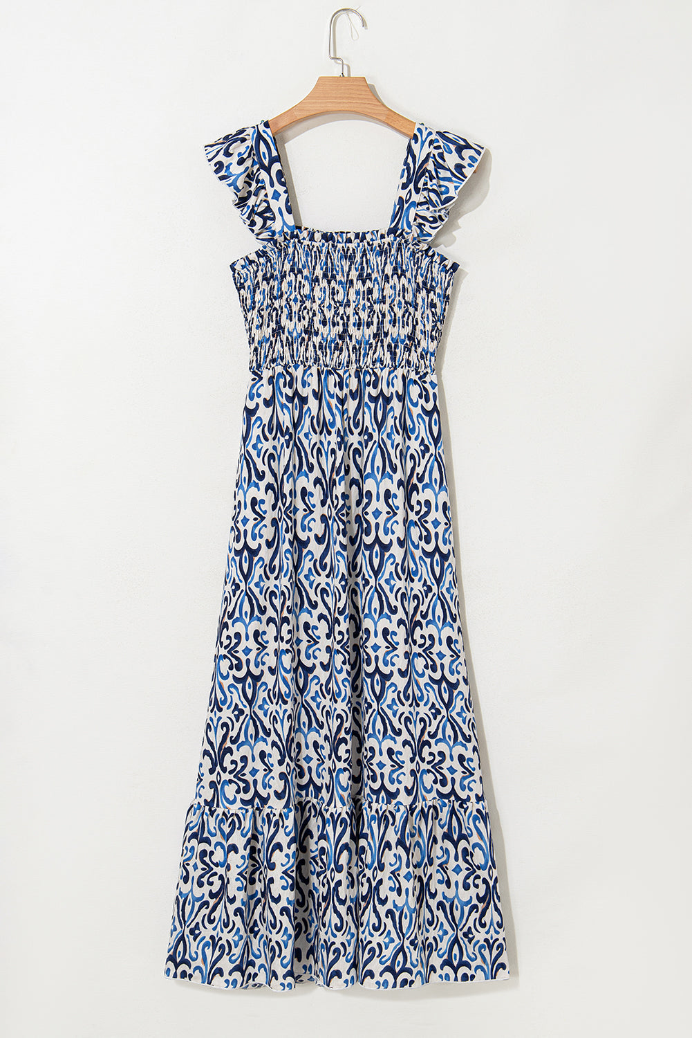 Malka Boho Smocked High Waist Maxi Dress