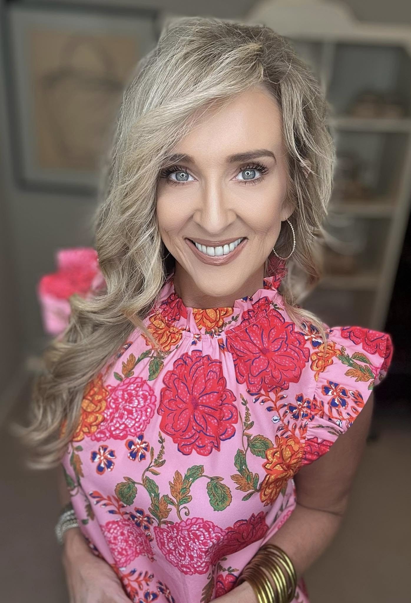 Floral Print Ruffled Cap Sleeve Blouse Plus Size