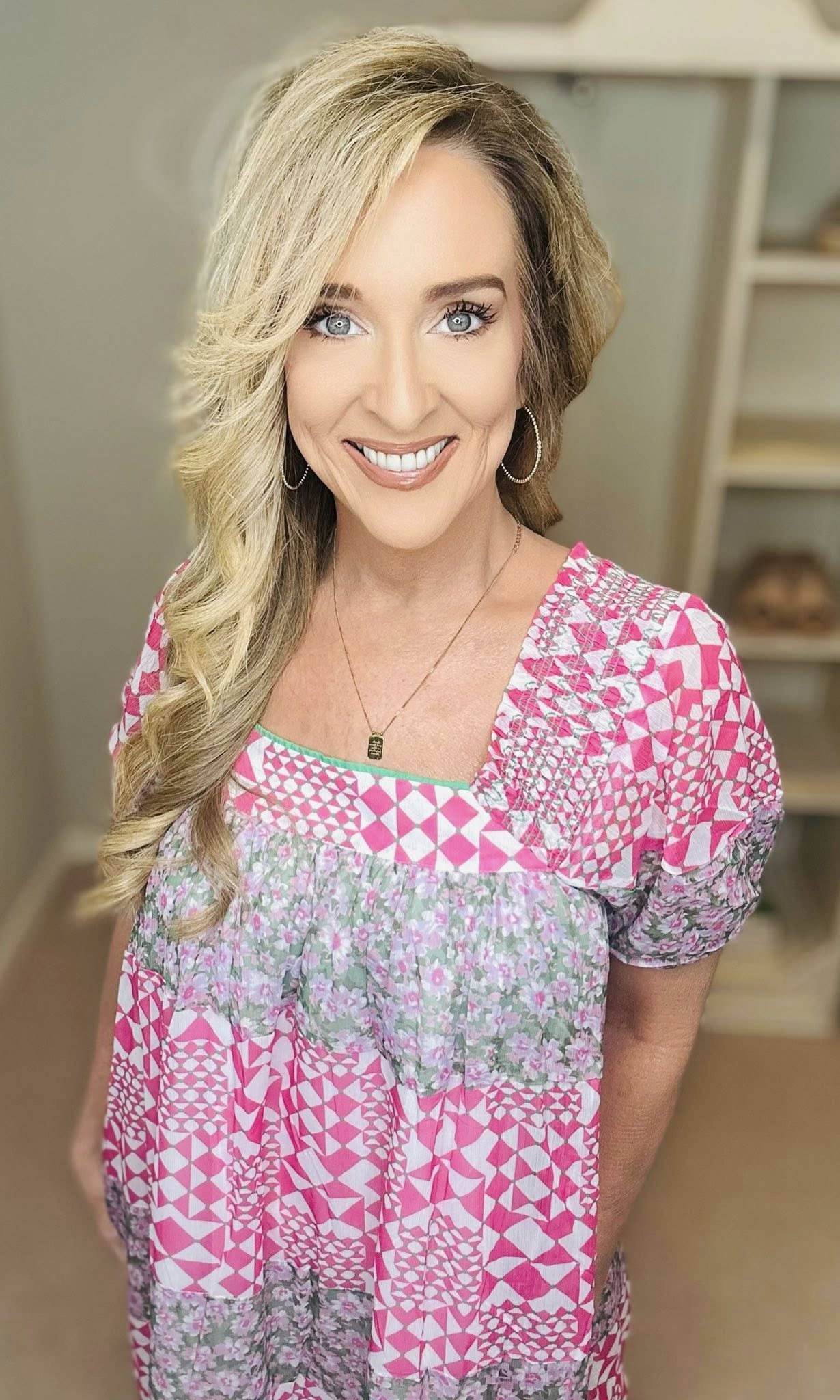 Multi Floral Square Neck Puff Sleeve Maxi Dress