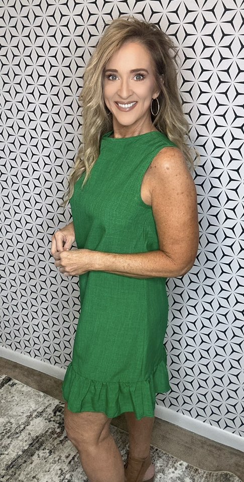 Ruffled Hem Round Neck Sleeveless Dress