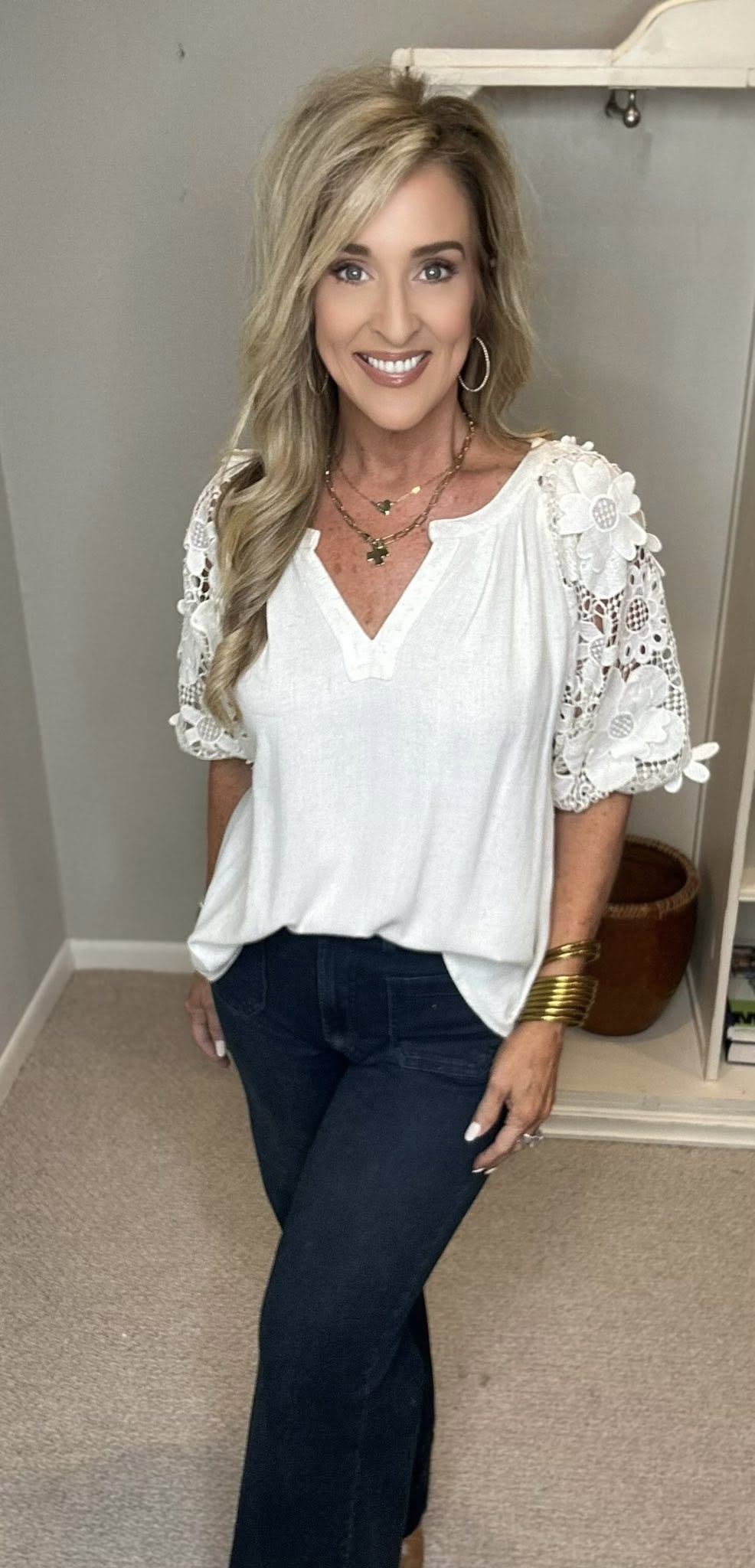 Umgee Full Size French Terry Boxy Cut Top with 3D Floral Sleeve Plus Size