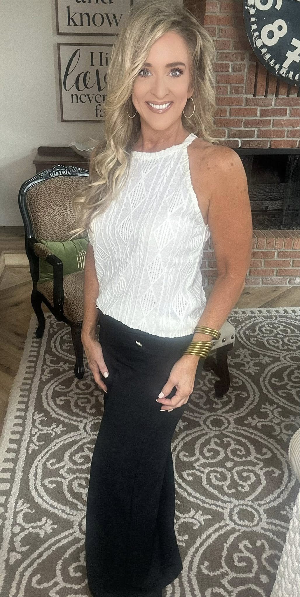 Openwork Grecian Neck Tank