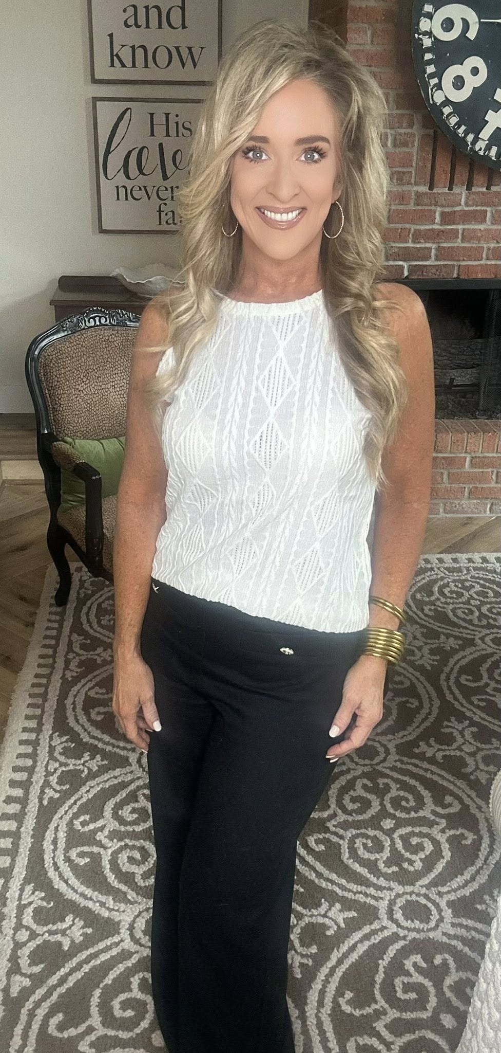 Openwork Grecian Neck Tank