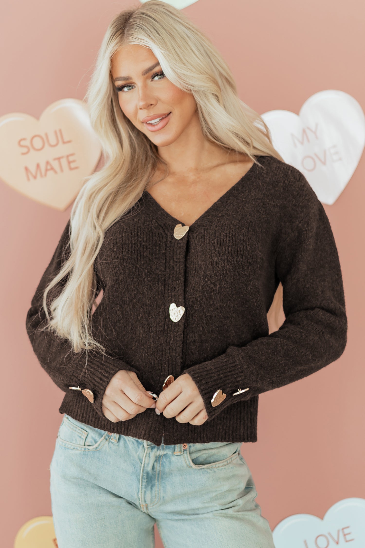 Kassidy Heart Metal Cardigan Sweater