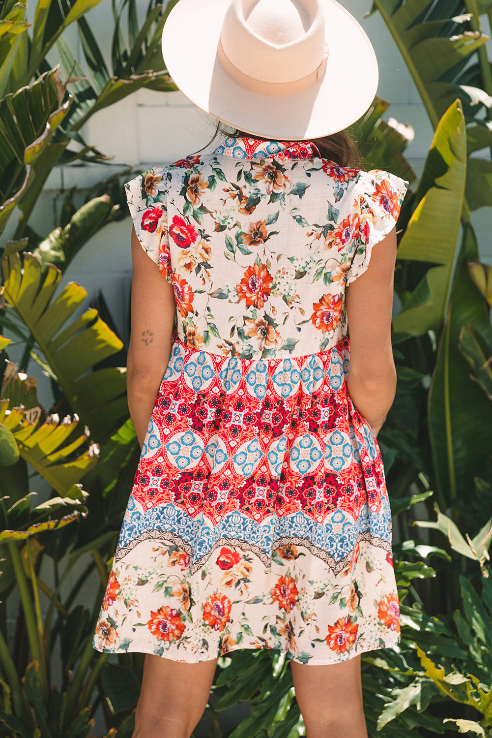 Dior Floral Mixed Pattern Buttoned Dress