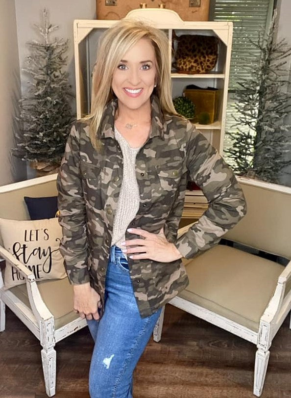 Camouflage Snap Down Jacket