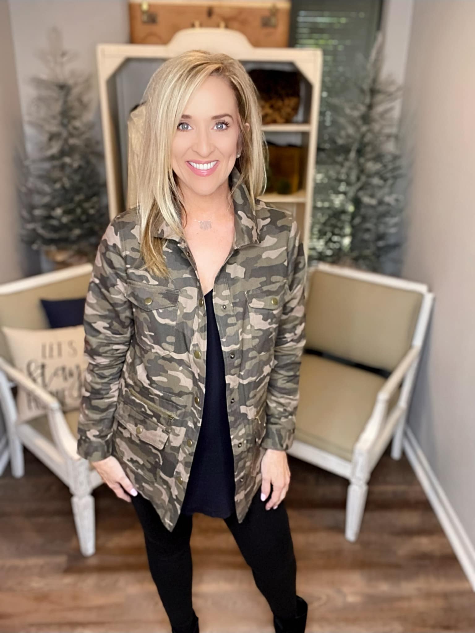 Camouflage Snap Down Jacket