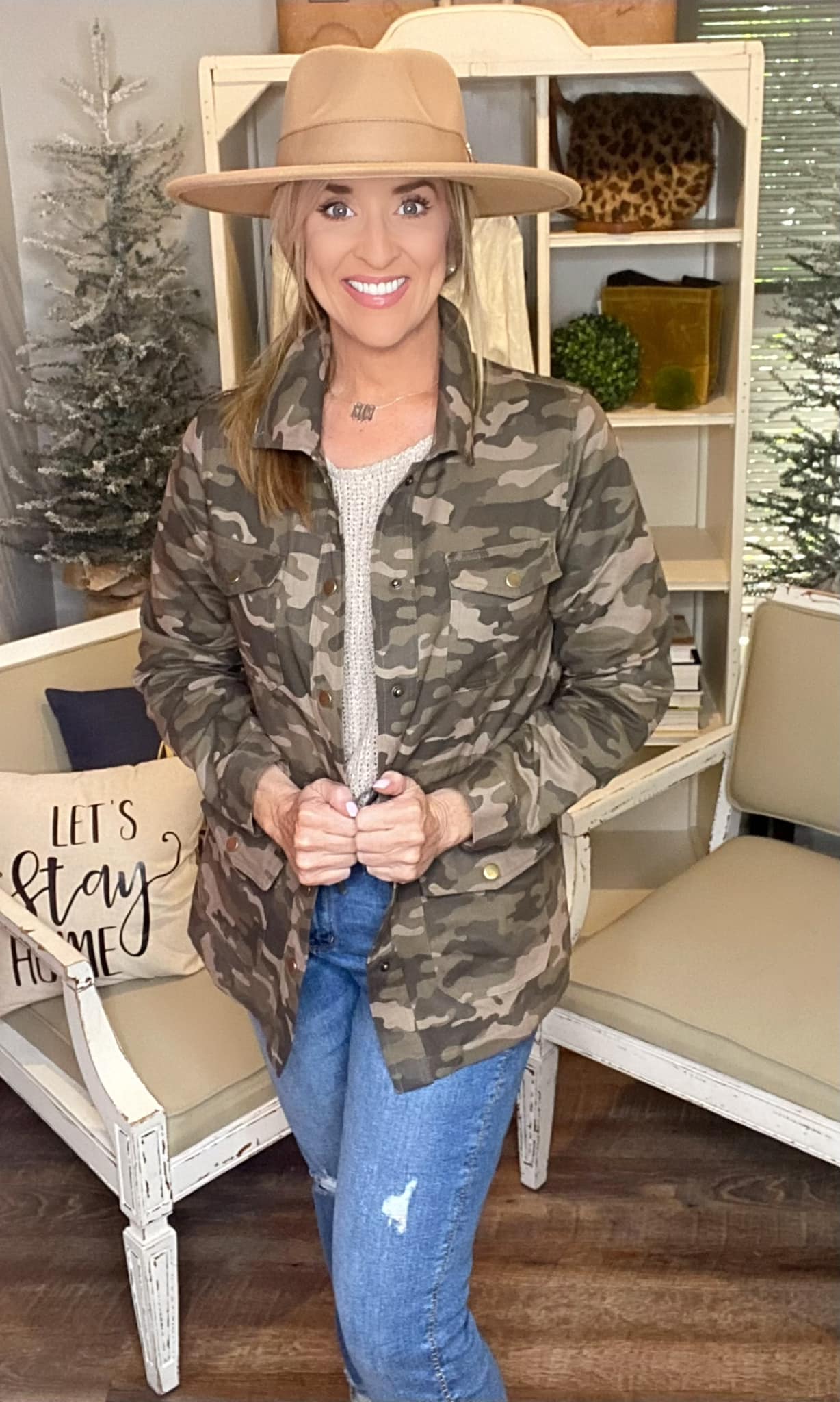 Camouflage Snap Down Jacket