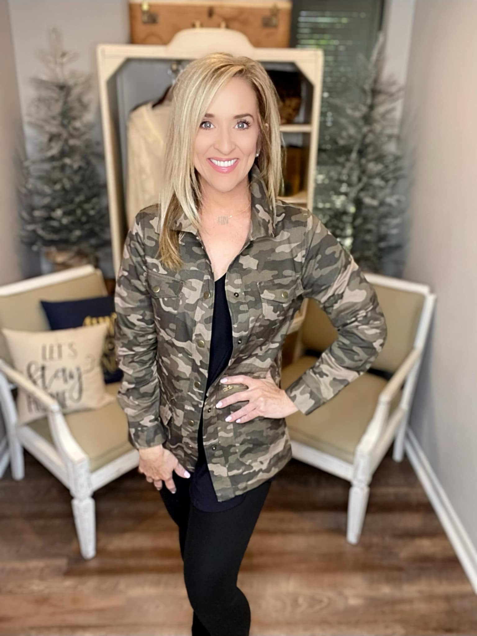 Camouflage Snap Down Jacket