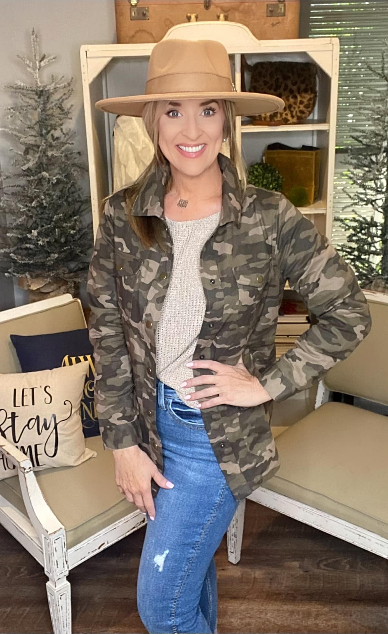 Camouflage Snap Down Jacket