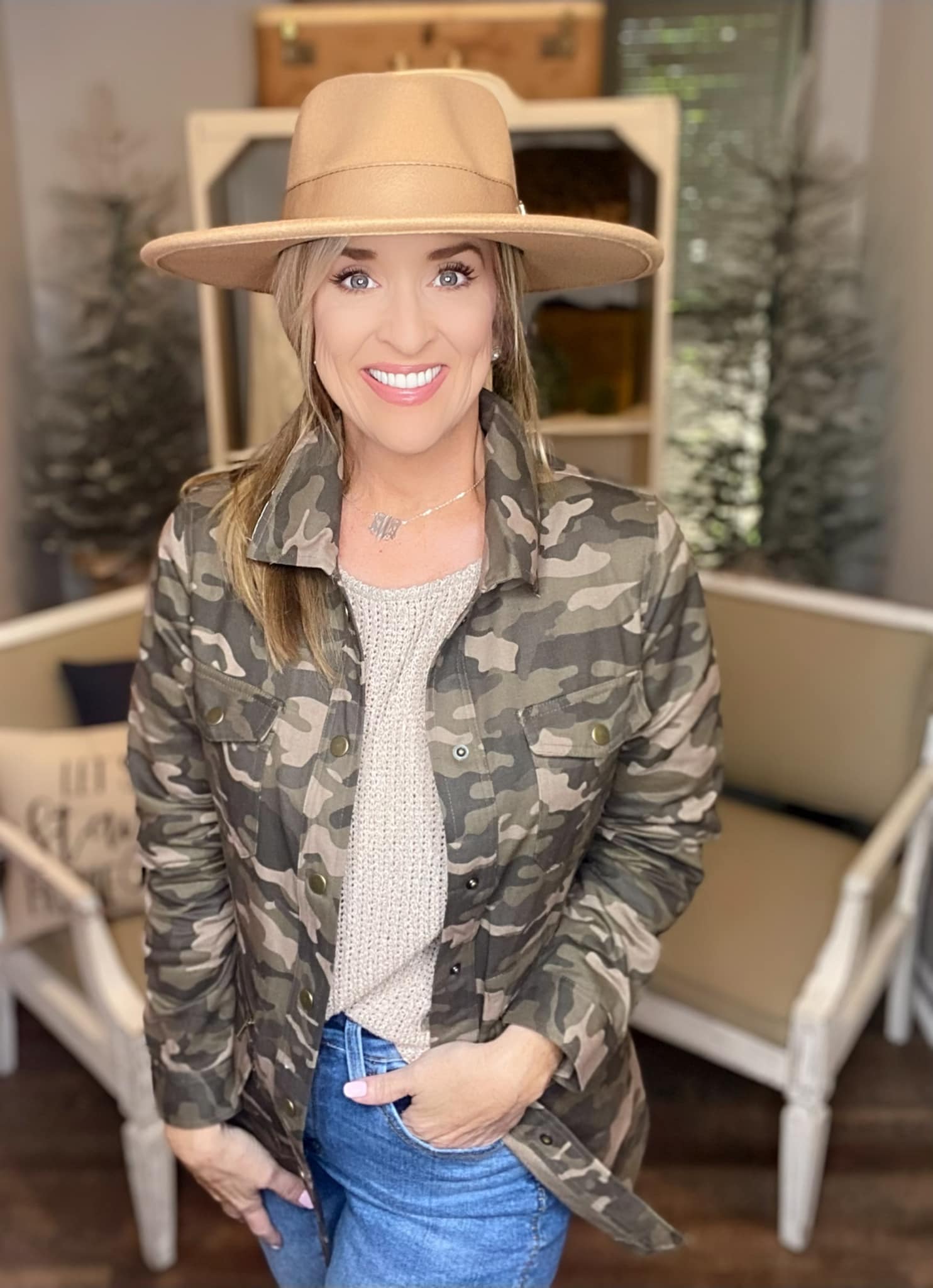 Camouflage Snap Down Jacket