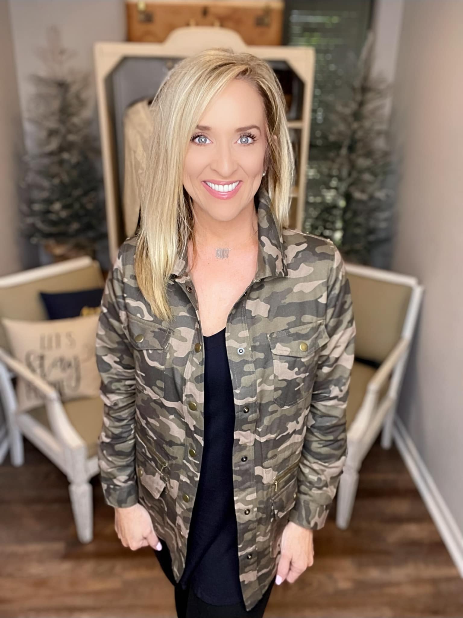 Camouflage Snap Down Jacket