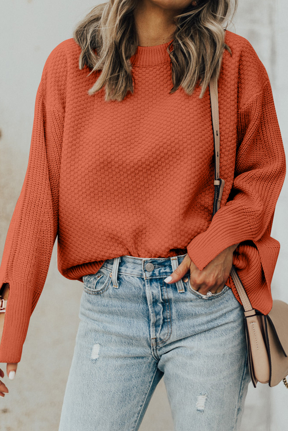 Textured Long Sleeve Sweater