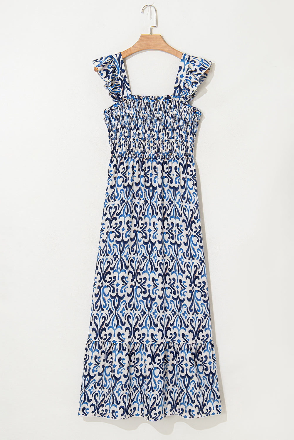 Malka Boho Smocked High Waist Maxi Dress