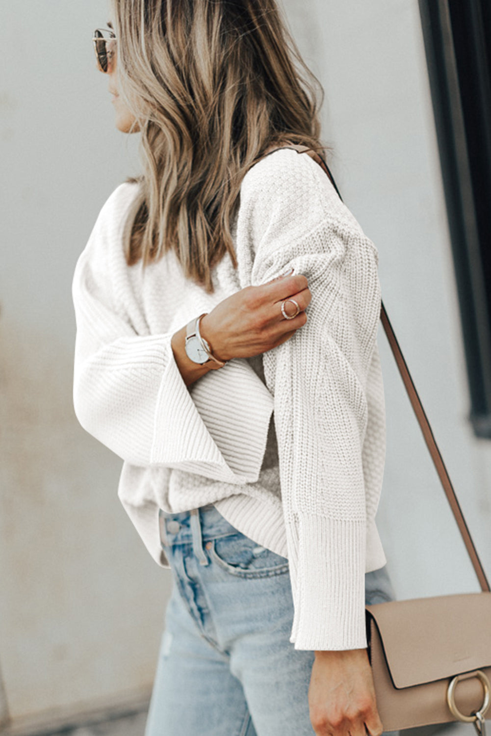 Textured Long Sleeve Sweater