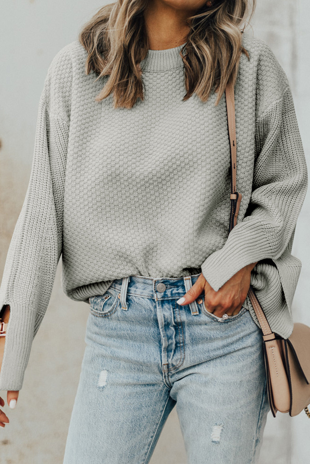 Textured Long Sleeve Sweater