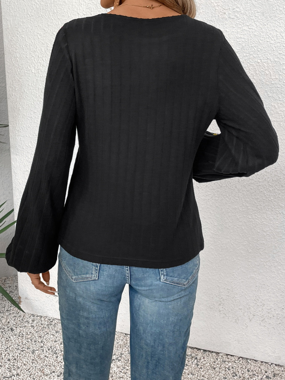 Crochet Ribbed Knit Pullover