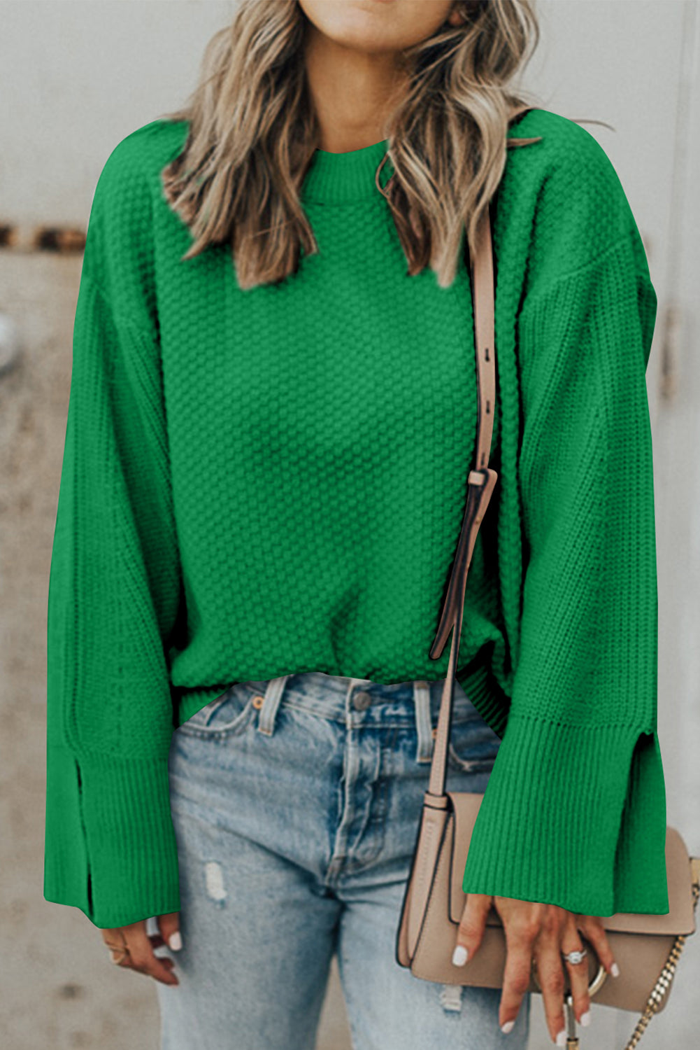 Textured Long Sleeve Sweater