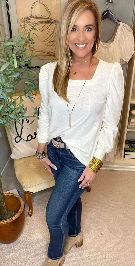 Square Neck Puff Sleeve Blouse