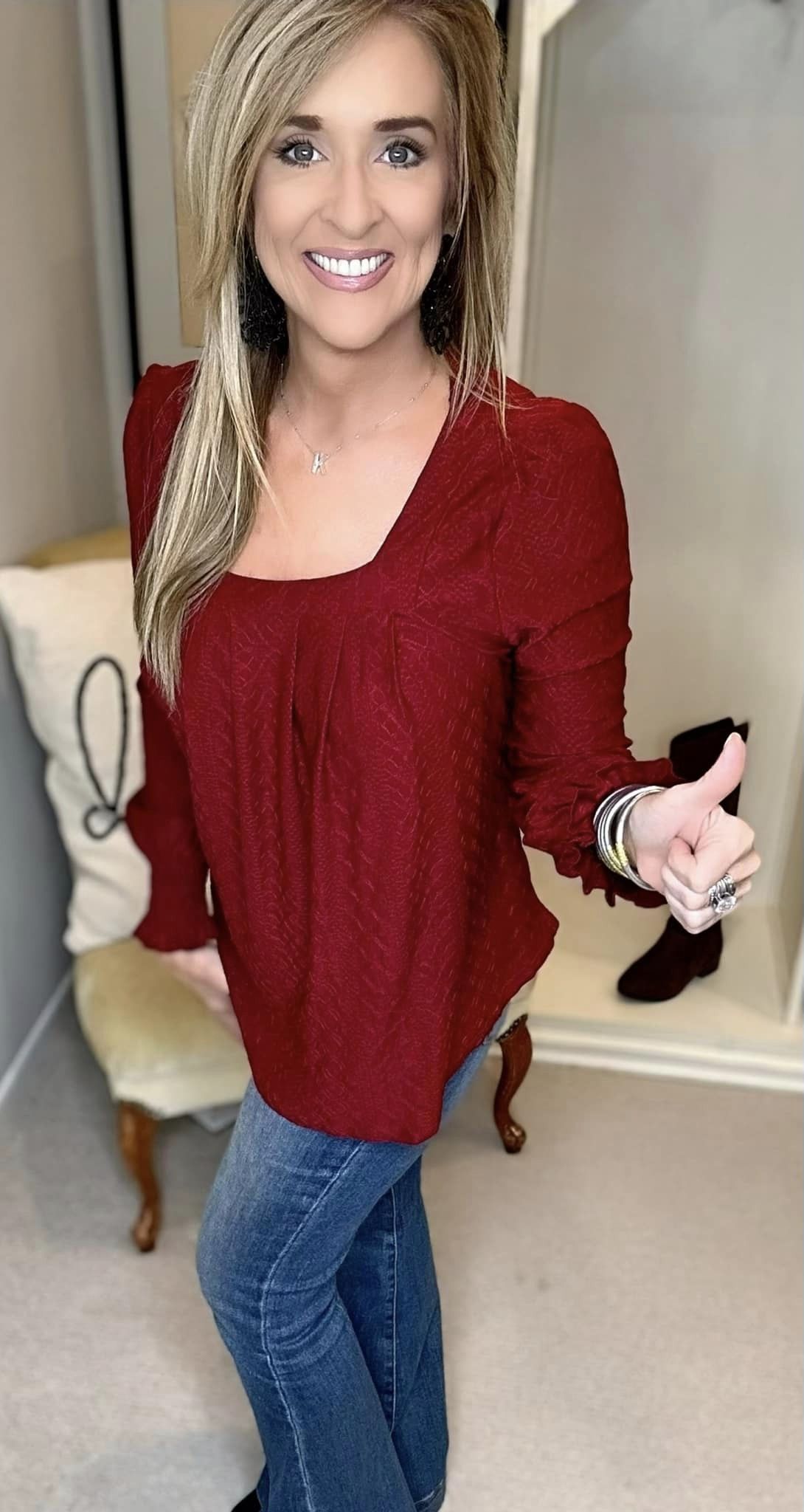 Square Neck Puff Sleeve Blouse