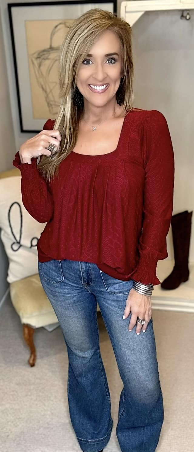 Square Neck Puff Sleeve Blouse