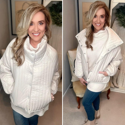 Kimberly C Classic Silhouette Quilted Snap Down Jacket