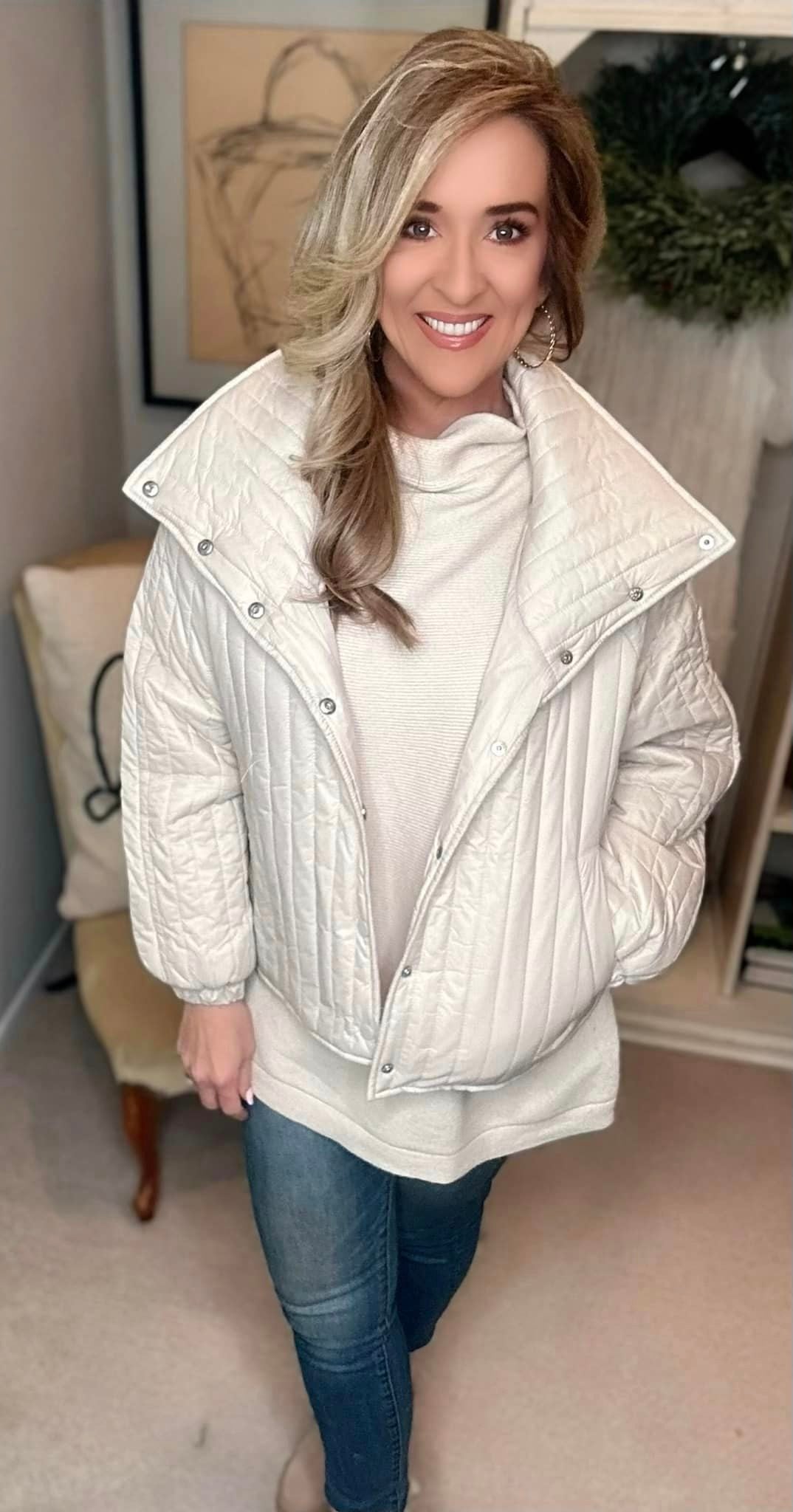 Kimberly C Classic Silhouette Quilted Snap Down Jacket