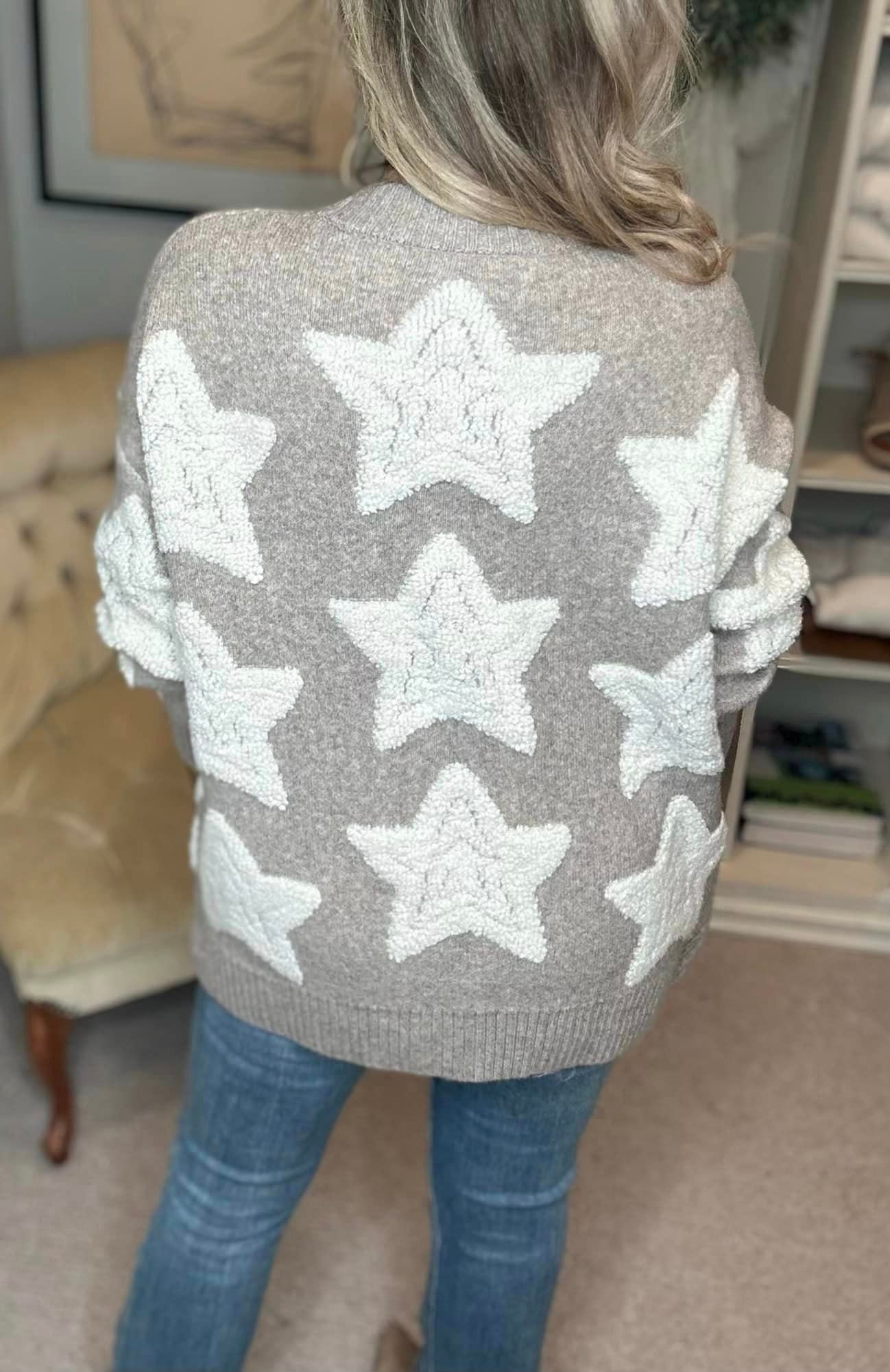 Star Button Up Long Sleeve Cardigan