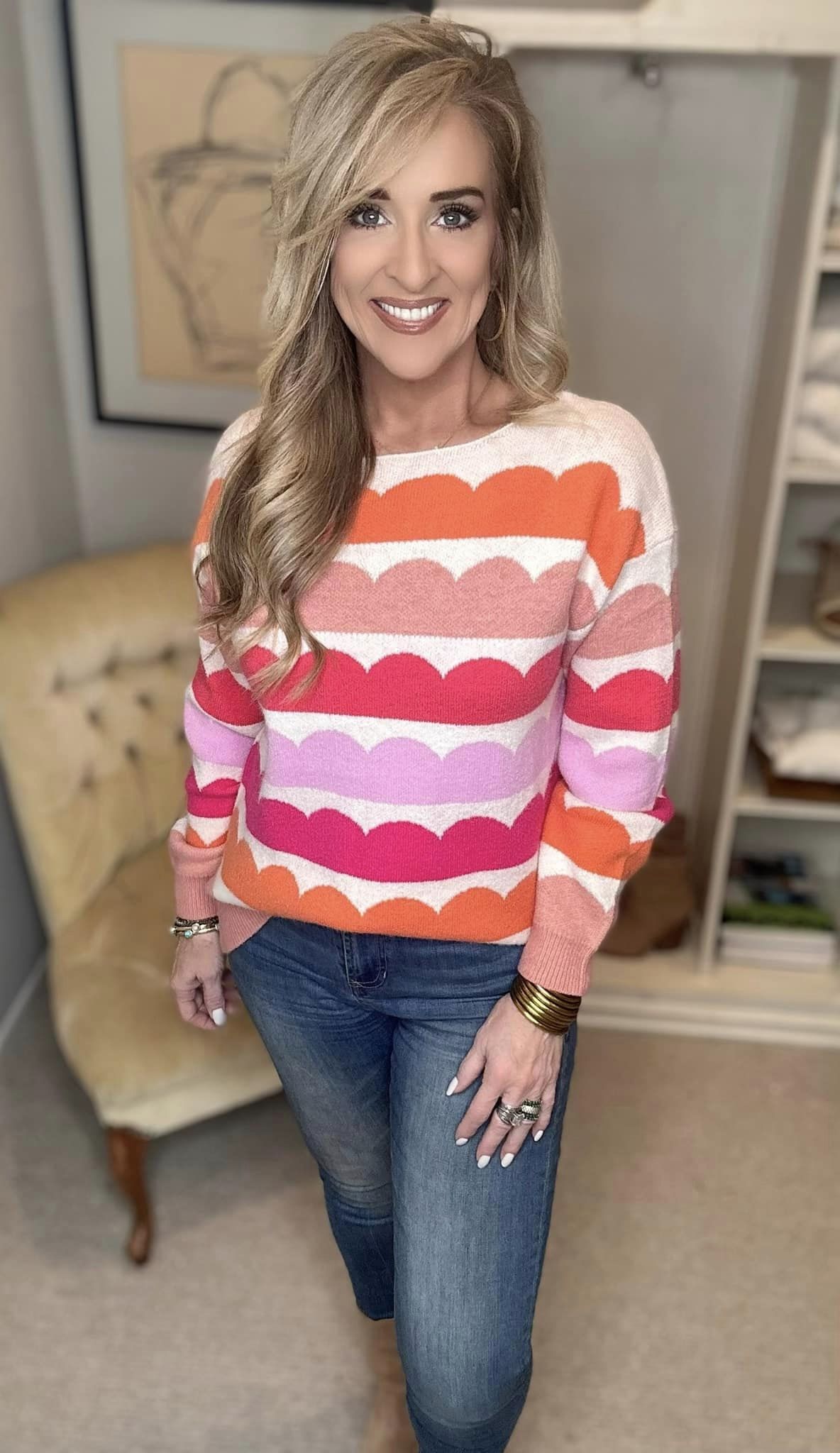 Boat Neck Long Sleeve Sweater