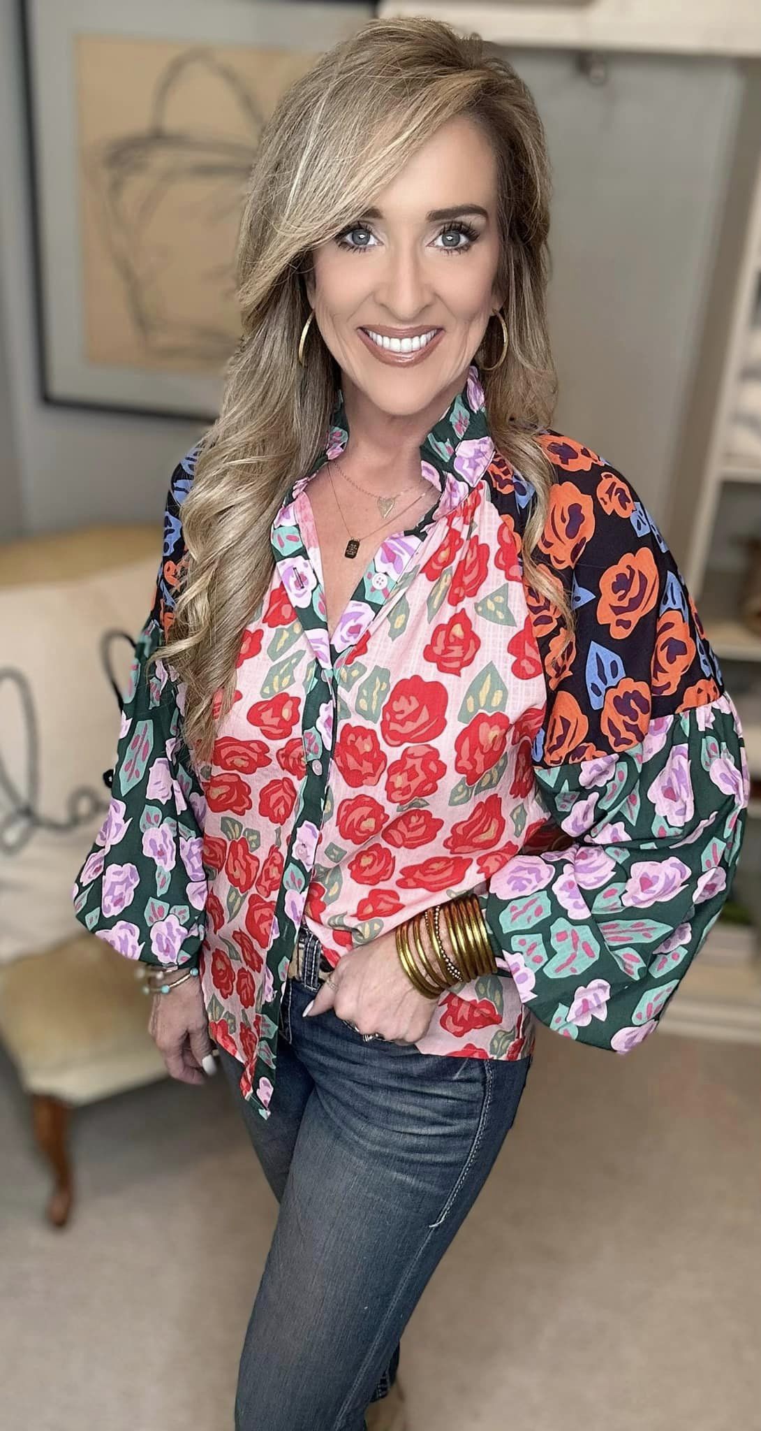 Mixed Print Blouse